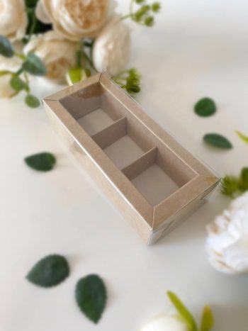 Упаковка под 3 конфеты с тонкими разделителями, крафт — изображение 2