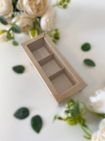 Упаковка под 3 конфеты с тонкими разделителями, крафт