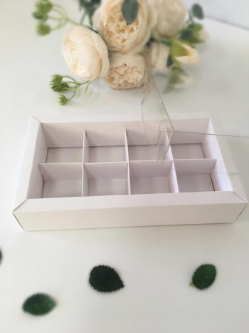 Коробка под 8 конфет с тонкими разделителями, белый — изображение 2