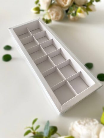 Коробка под 12 конфет с тонкими разделителями, белый — изображение 2