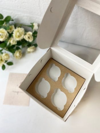 Упаковка под 4 капкейка/пирожных/бенто-торт с окном, крафт — изображение 2