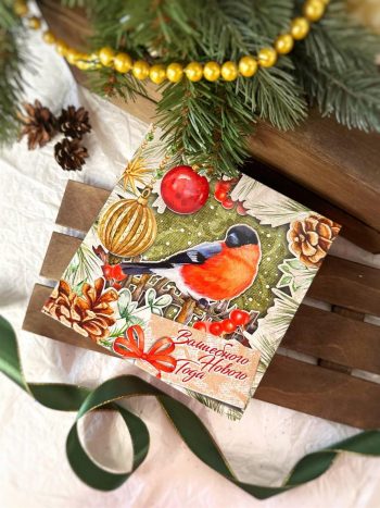 Коробка новогодняя подарочная Краски зимы, 158х158х63 мм (крышка дно)