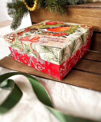 Коробка новогодняя подарочная Краски зимы, 158х158х63 мм (крышка дно) — изображение 2