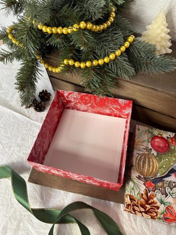 Коробка новогодняя подарочная Краски зимы, 158х158х63 мм (крышка дно) — изображение 3