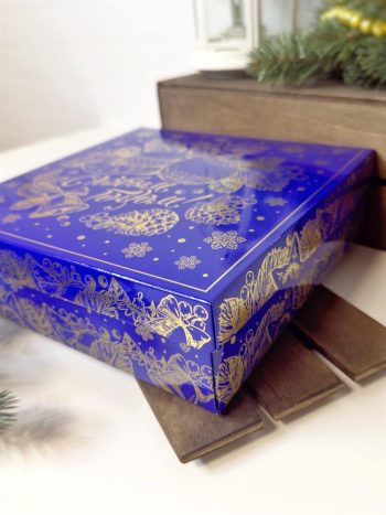 Коробка подарочная синяя Зимнее вдохновение, 223х223х63 мм — изображение 2