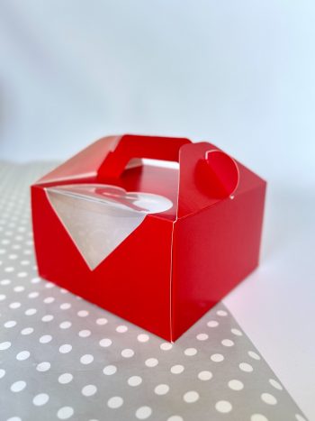 Упаковка под бенто-торт, с окном в форме сердца, Алый