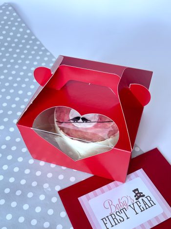 Упаковка под бенто-торт, с окном в форме сердца, Алый — изображение 3