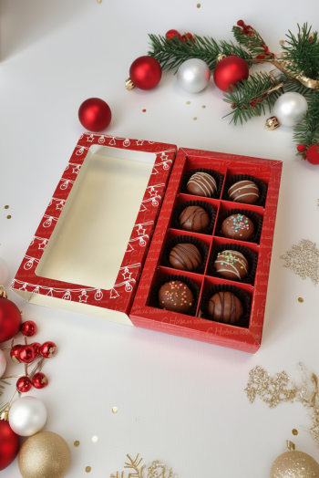 Коробка с окном 8 конфет Гирлянда, 180х100х35 мм (дно и обечайка)