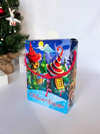 Коробка новогодняя подарочная Ветерок, 140х55х190 мм (коробка со шнурком) — изображение 3