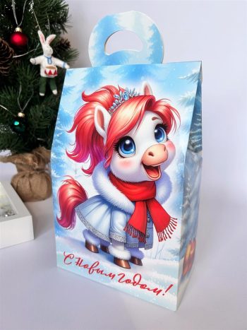 Коробка новогодняя подарочная Белоснежка, 172х95х275 (+63) мм