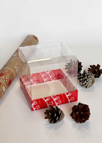 Коробка с прозрачной крышкой под под капкейки/пирожные/бенто-торт Праздничная Гирлянда, 100*100*100 мм — изображение 2