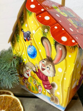 Коробка новогодняя подарочная Радостные хлопоты, 135х140х171 (+40) мм (домик) — изображение 3