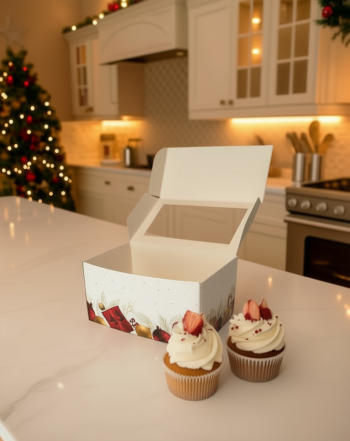 Коробка с окном под 2 капкейка Подарочек, 100х160х80 мм — изображение 2