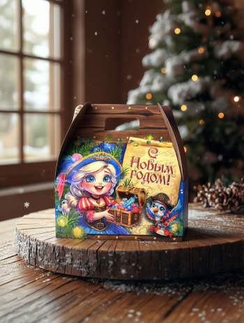 Коробка новогодняя подарочная Новогодние сокровища, 230х118х170 (+70) мм