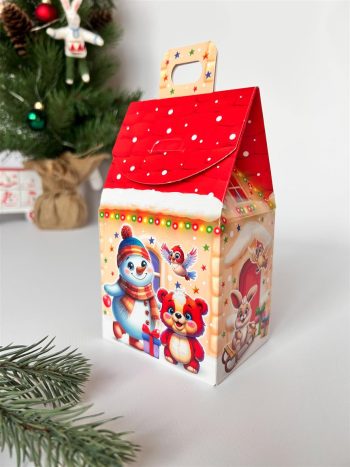 Коробка новогодняя подарочная Зимний праздник, 91х70х157 (+30) мм (домик) — изображение 3