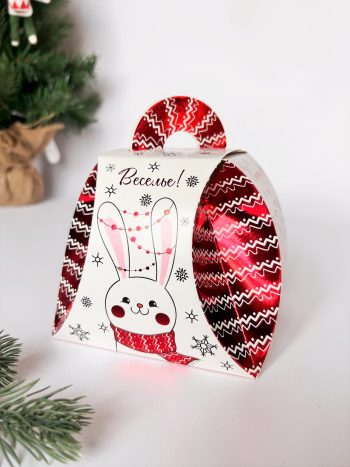 Коробка новогодняя подарочная фонарик Новогоднее веселье, 120х120х115 (+32) мм — изображение 3