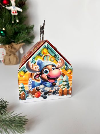 Коробка новогодняя подарочная Долгожданный праздник, 133х116х126 (+45) мм (домик) — изображение 2