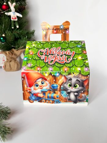Коробка подарочная Помощники Деда Мороза, 160х140х155 (+52) мм — изображение 4