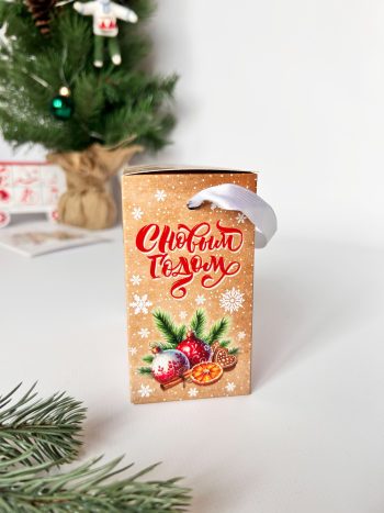 Коробка новогодняя подарочная Ноктюрн, 110х60х110 мм (моноблок с лентой) — изображение 3