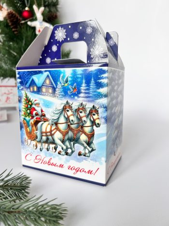 Коробка новогодняя подарочная Тройка, 125х90х140 (+55) мм — изображение 2