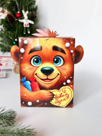 Коробка новогодняя подарочная смекубик Мишка, 120х120х155 мм