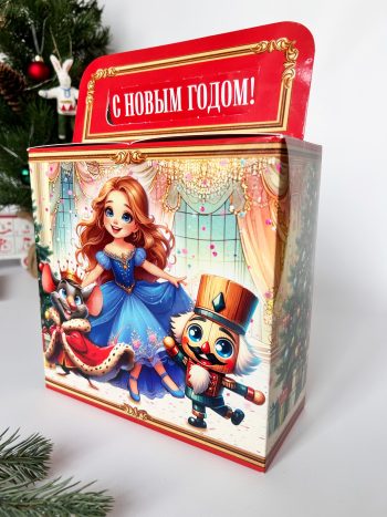 Коробка новогодняя подарочная Щелкунчик, 200х200х90 (+80) мм