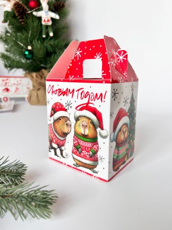 Коробка новогодняя подарочная Капибары, 97х74х112 (+48) мм (моноблок) — изображение 2